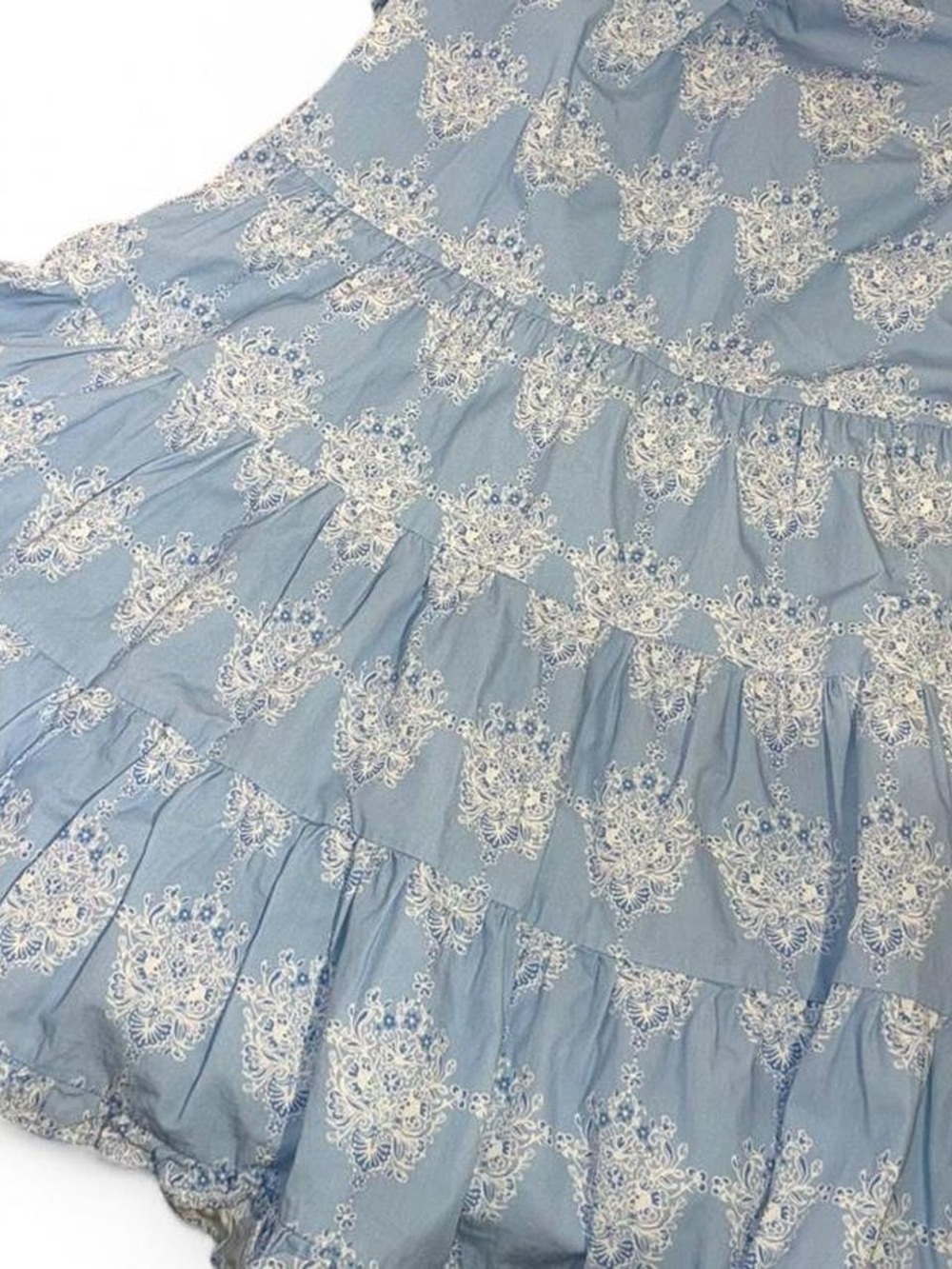 Sail to Sable Blue and White Print Cotton Flutter Sleeve mini dress - Picture 3 of 6